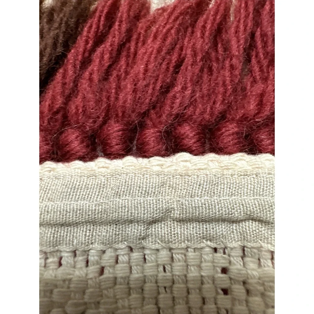 VTG Hand Loomed Kilim Rug Woven Wool Brown Maroon 25